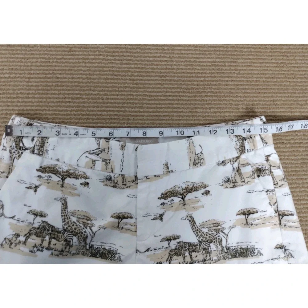 BANANA REPUBLIC Factory Giraffe Safari Print Chino Short White Tan Sise‎ 4
